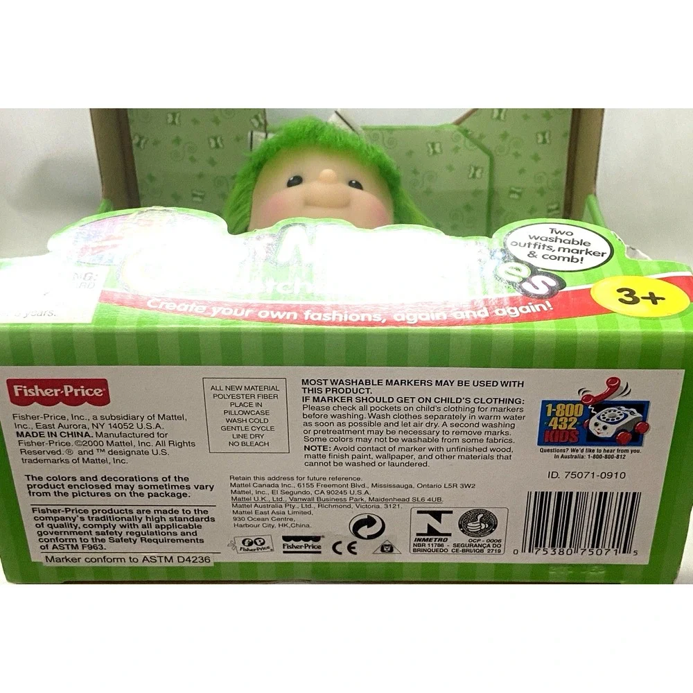 Vtg 2000 Fisher Price Color Me Cuties Gretchen Green Doll ~ New in Box